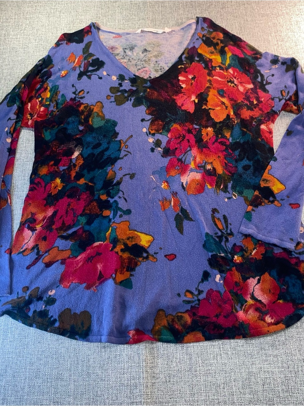 Soft Surroundings Women's Size Large Tunic Top Knit Cotton Pullover Multi-Color